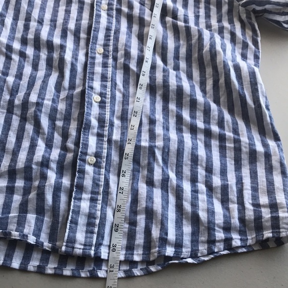 JOES Jeans linen blend striped short sleeve button down shirt XL blue white - Picture 8 of 11